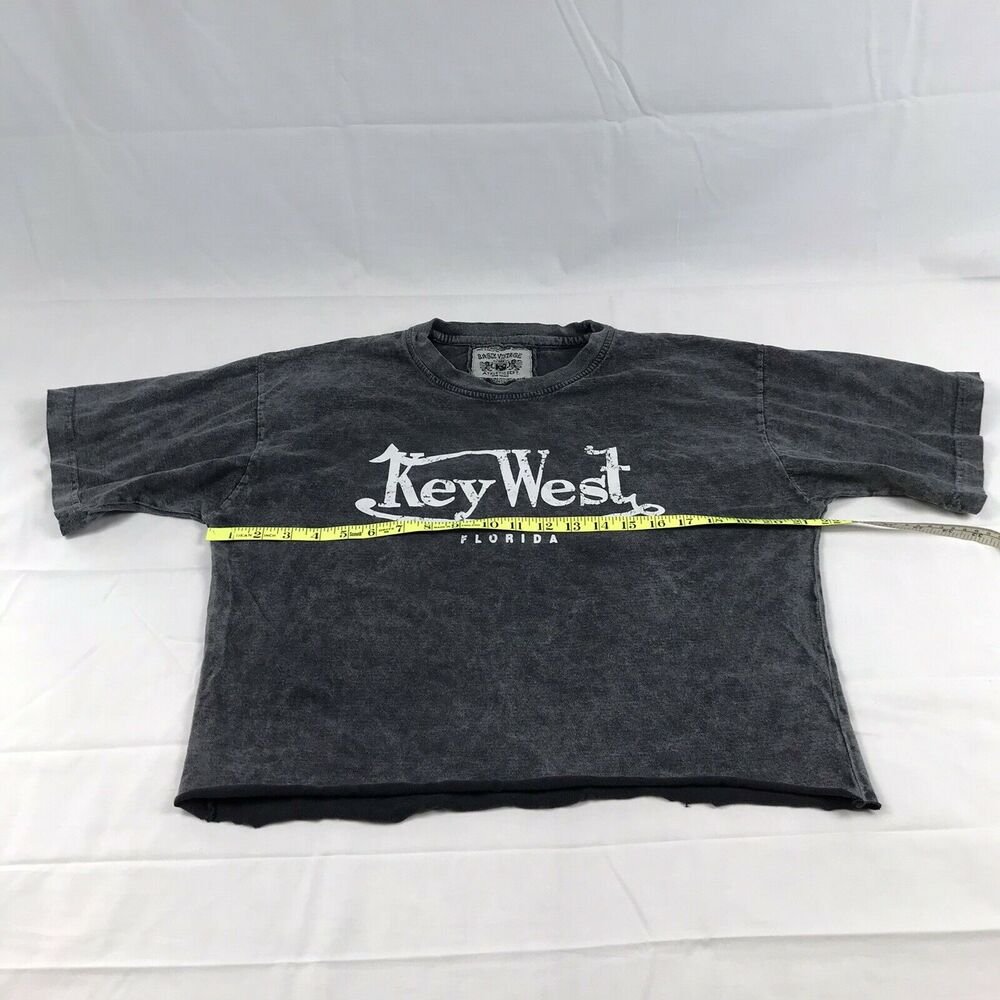Key‎ West Florida distressed crop top tshirt large Raw Hem Basix Vintage - Picture 4 of 10